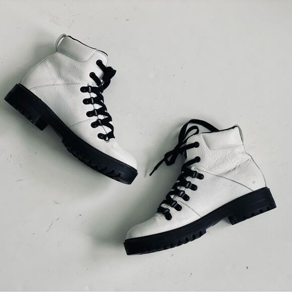 💠 Cougar Nash Leather Lug Sole Combat Lace Up White Boot Size EU 40 US 9 - Picture 5 of 13